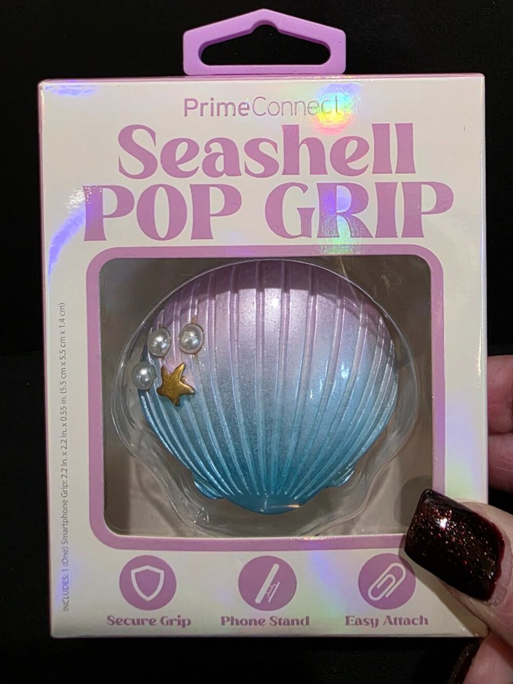 Mermaid Seashell Phone Pop Grip Expansion Stand Starfish Pearl Iridescent New